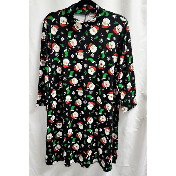 Jollidays Long Sleeve Mock Neck Dress Women's Size Large Santa Candy Canes - Picture 1 of 7